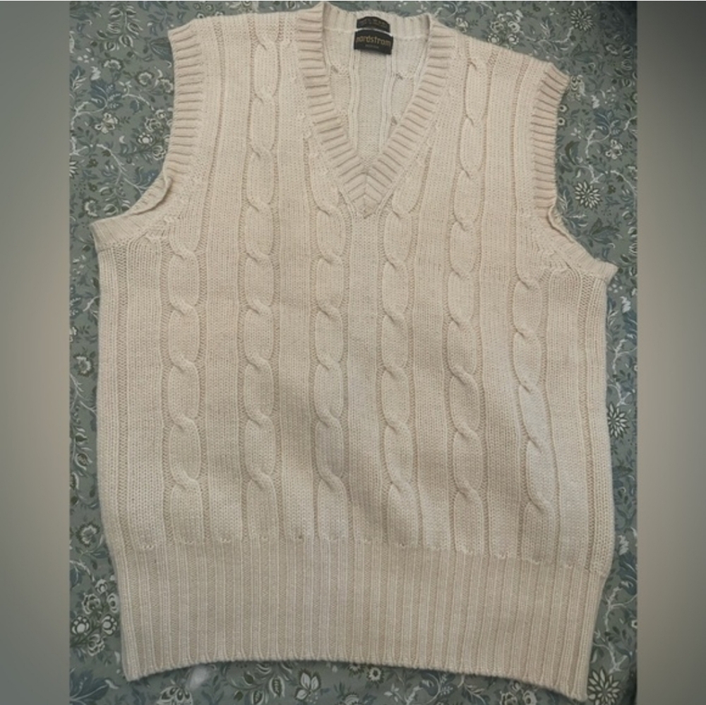 Nordstrom Cream Cable Wool Sweater VEST